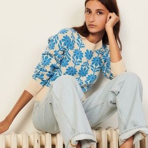 Sandro Hughes Floral Jacquard Sweater